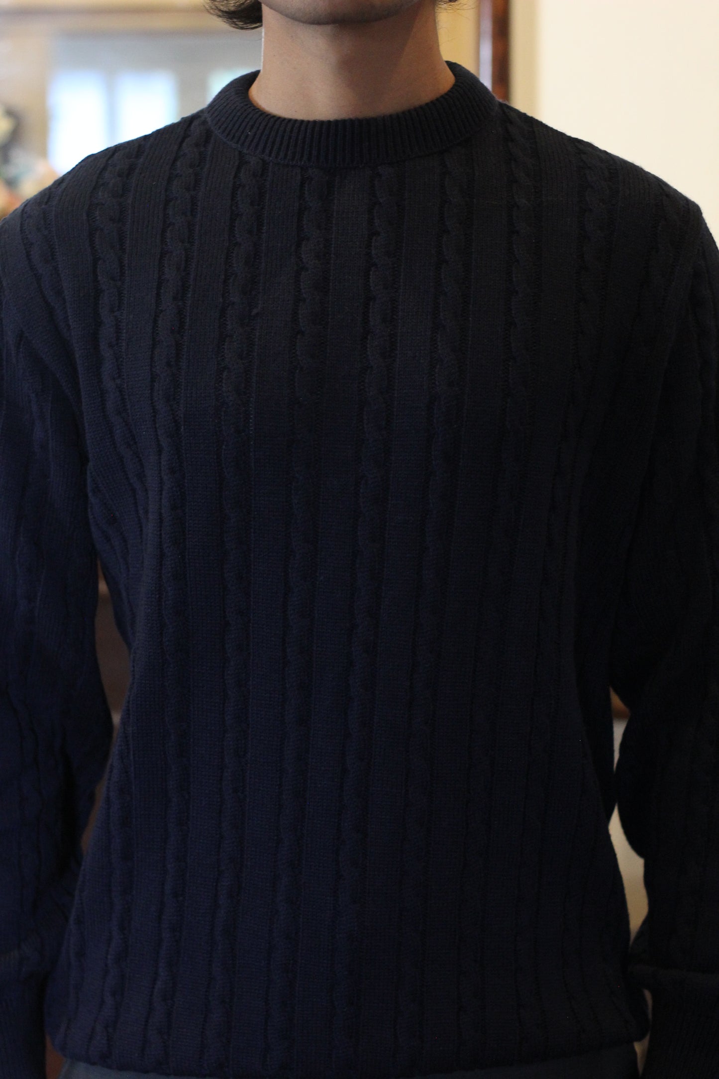 Cable Knit Navy Sweater